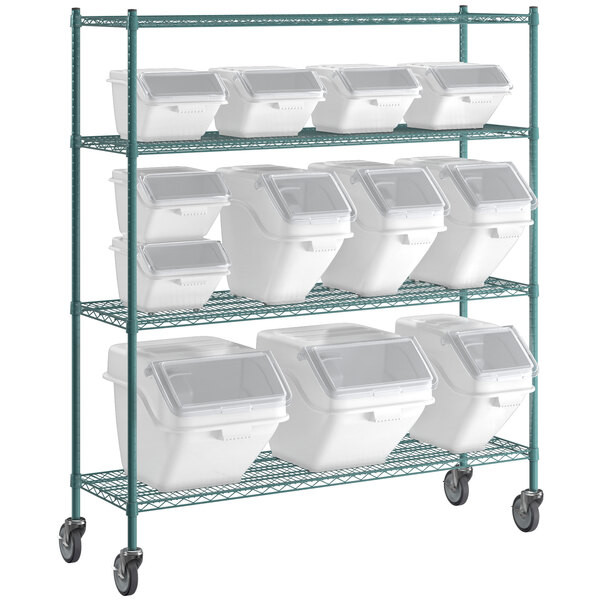 a2zhospo 18" x 60" Epoxy Shelving Kit with 12 Clip-In Ingredient Bins