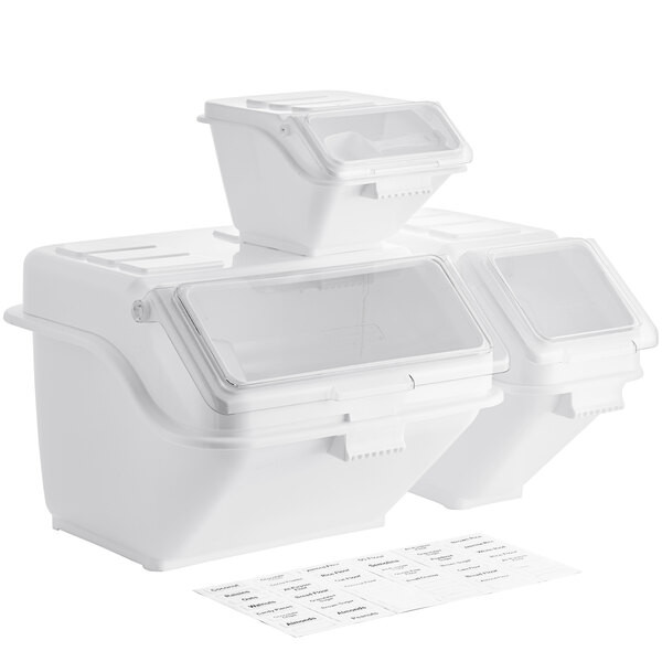 a2zhospo Ingredient Shelf Bin Set of 3 Sizes: 40 Cups, 100 Cups, 200 Cups with 6 Label Sheets