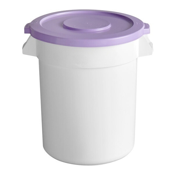 a2zhospo 20 Gallon / 320 Cup Round Ingredient Storage Bin with Purple Allergen-Free Lid