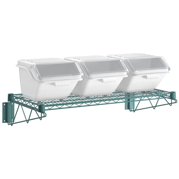 a2zhospo 18" x 36" Wall-Mounted Epoxy Shelving Kit with 3 Clip-In Ingredient Bins