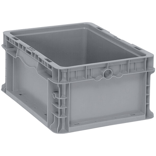 a2zhospo 12" x 15" x 7 1/2" Heavy-Duty Gray Stacker Straight Wall Container with Handle Grips - RSO1215-7