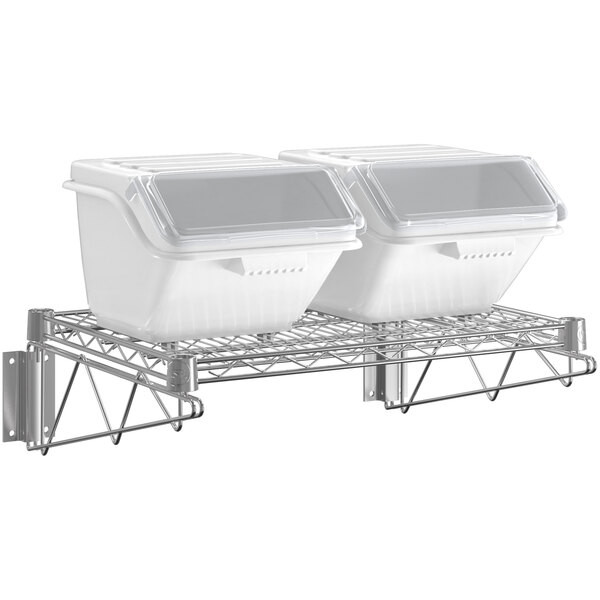 a2zhospo 18" x 24" Wall-Mounted Ingredient Bin Shelving Kit with 2 Clip-In Shelf Bins