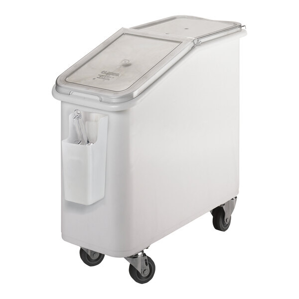 a2zhospo IBS20148 21 Gallon / 335 Cup White Slant Top Mobile Ingredient Storage Bin with Sliding Lid
