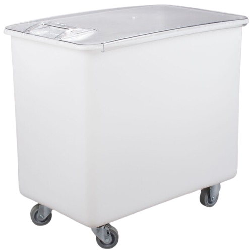 a2zhospo 42.5 Gallon / 680 Cup White Flat Top Mobile Ingredient Bin with Sliding Lid