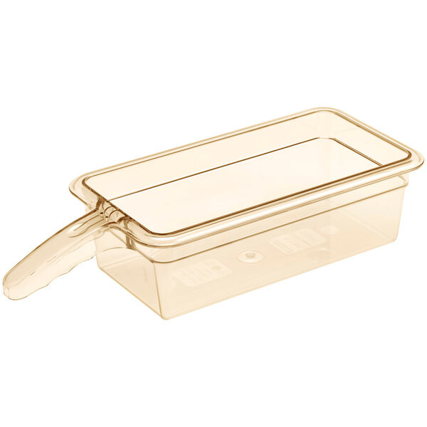 a2zhospo 1/3 Size 4" Deep High Heat Amber Food Pan with Handle – Durable and Versatile for High-Temperature Food Prep