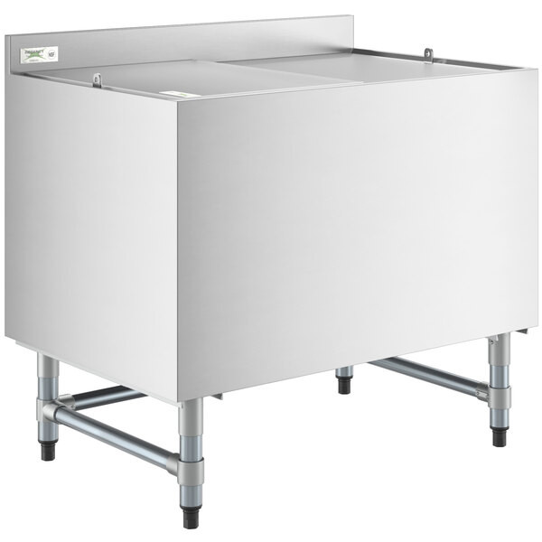 a2zhospo 24" x 36" Stainless Steel Beer Box with Lid & 3" Backsplash - 20 3/4" x 33 3/4" x 18" Bowl