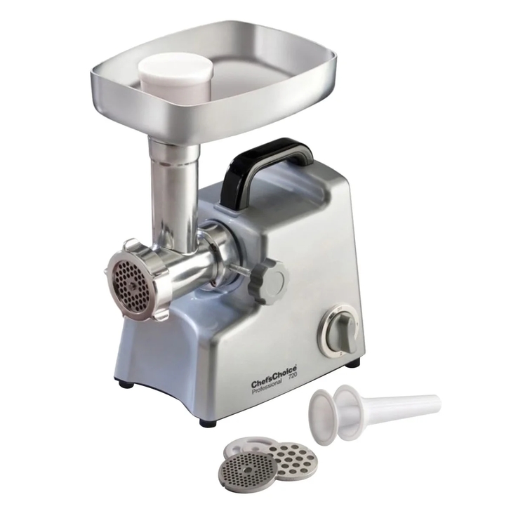 Chef's Choice Professional Food and Meat Grinder, Durable Stainless Steel Blades, Versatile Attachments