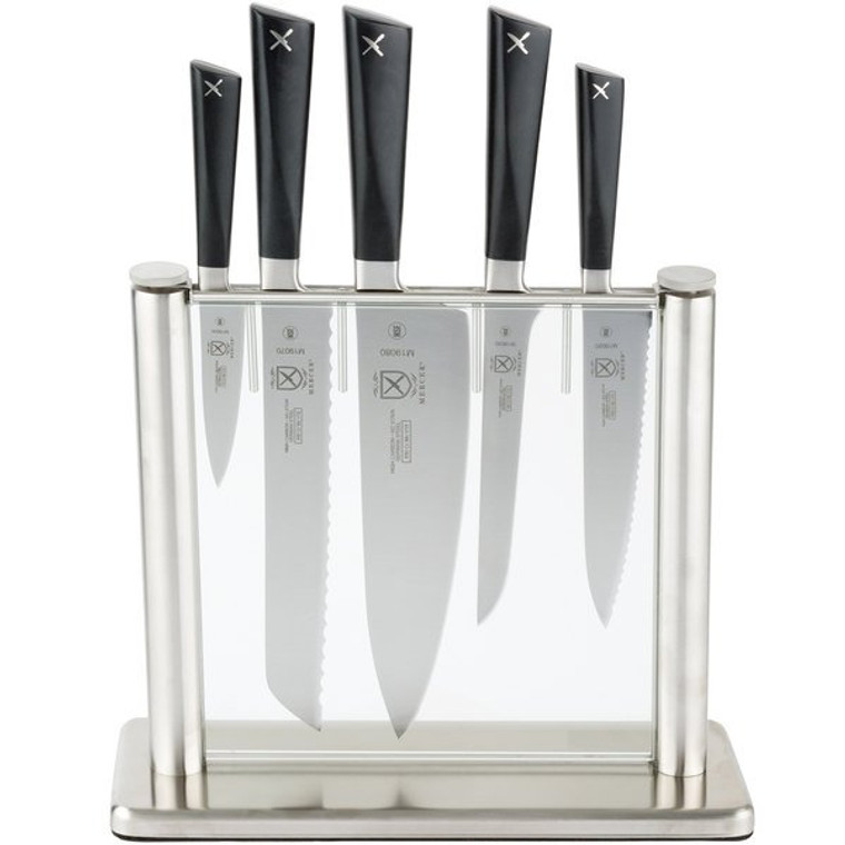 Mercer Culinary M19100 ZüM 6-Piece Stainless Steel and Glass Knife Block Set