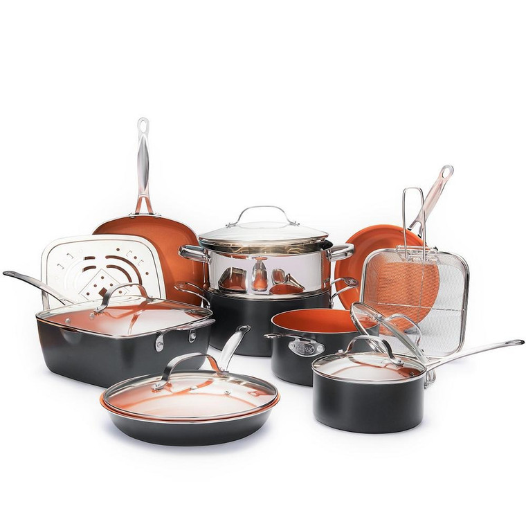 15-Piece Non-Stick Ti-Ceramic Cookware Set with Square Pans and Lids