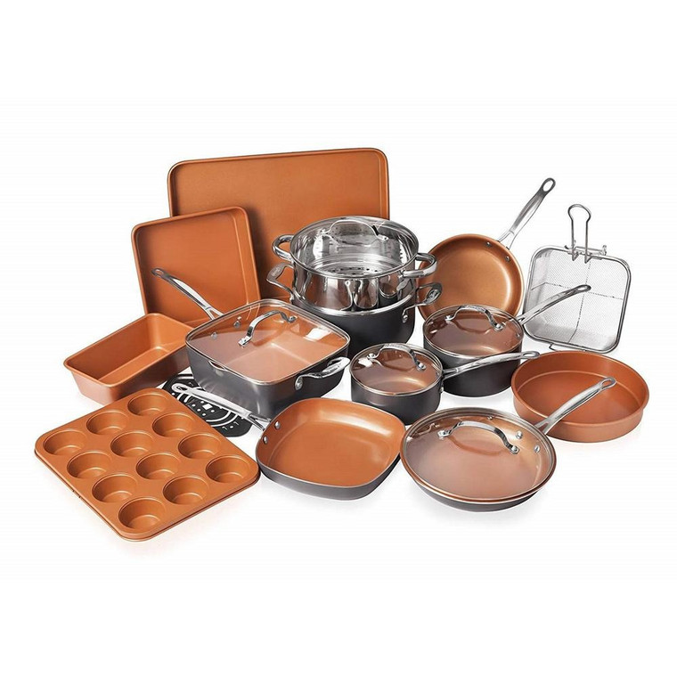 20 Piece Non-Stick Ti-Ceramic Cookware Set with Lids and Bakeware Set