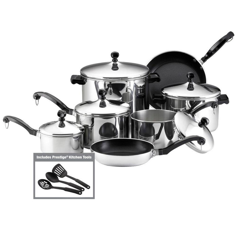 Classic Series 15-Piece Silver Cookware Set with Lids