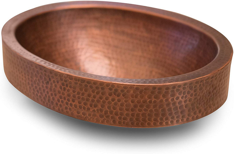 Copper Hand Hammered Skirted Sink, 17 inches (Drop In or Vessel)