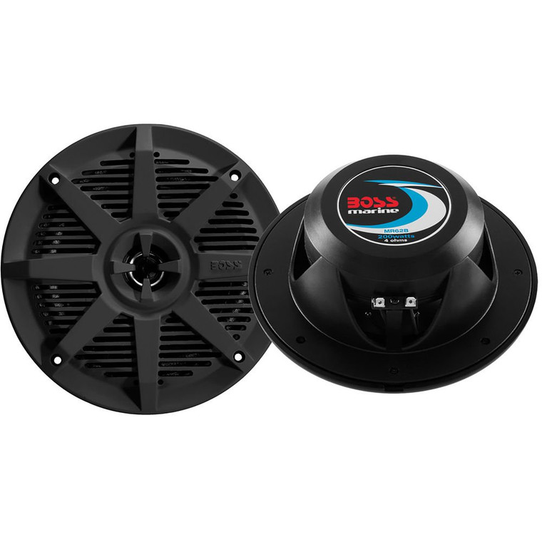 Boss MR62B 200 W Peak (100W RMS) 6.5" 2-Way Coaxial Marine Speakers (Black)