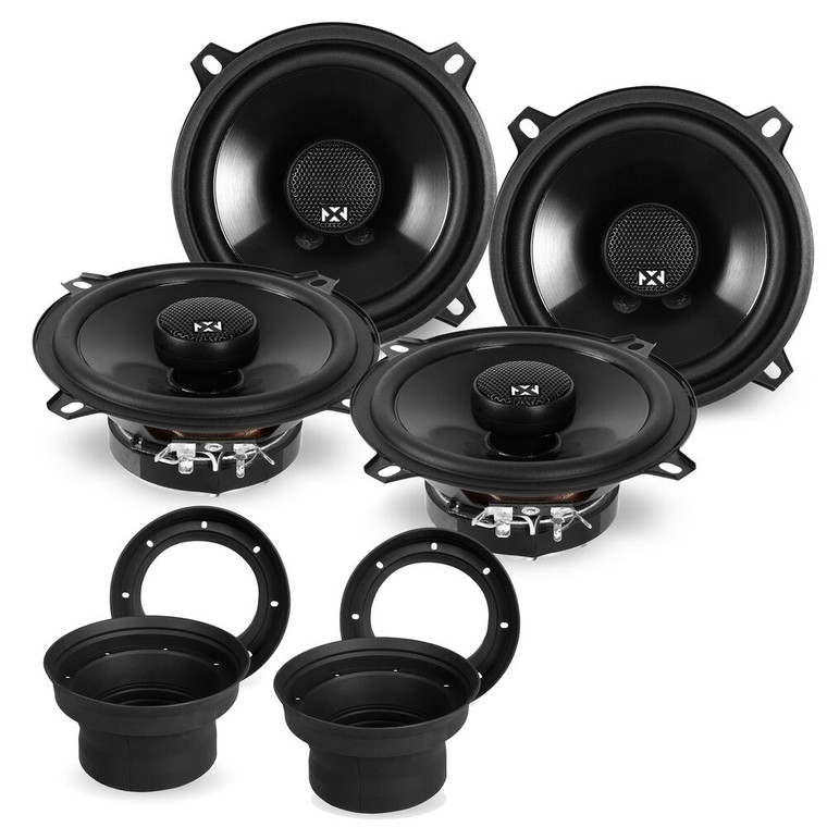 (2-Pairs) NVX NSP525 + NVX Speaker Baffles (4-Total) 5-1/4" 2-Way N-Series Coaxial Car Speakers with 20mm Silk Dome Tweeters