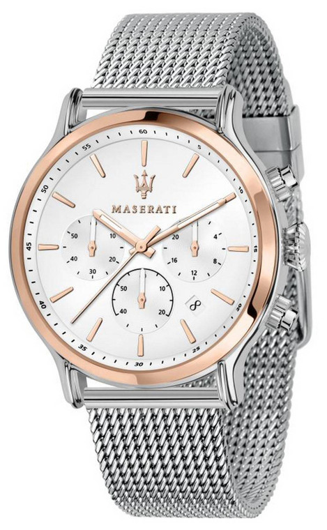 Maserati Epoca Chronograph White Dial Stainless Steel Quartz R8873618009 100m Men's Watch
