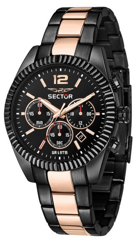 Sector 240 Chronograph Black Dial Two Tone Stainless Steel Quartz R3273640026 Men's Watch