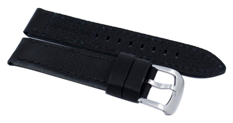 Black Ratio Brand Leather Watch Strap 22mm - LS8