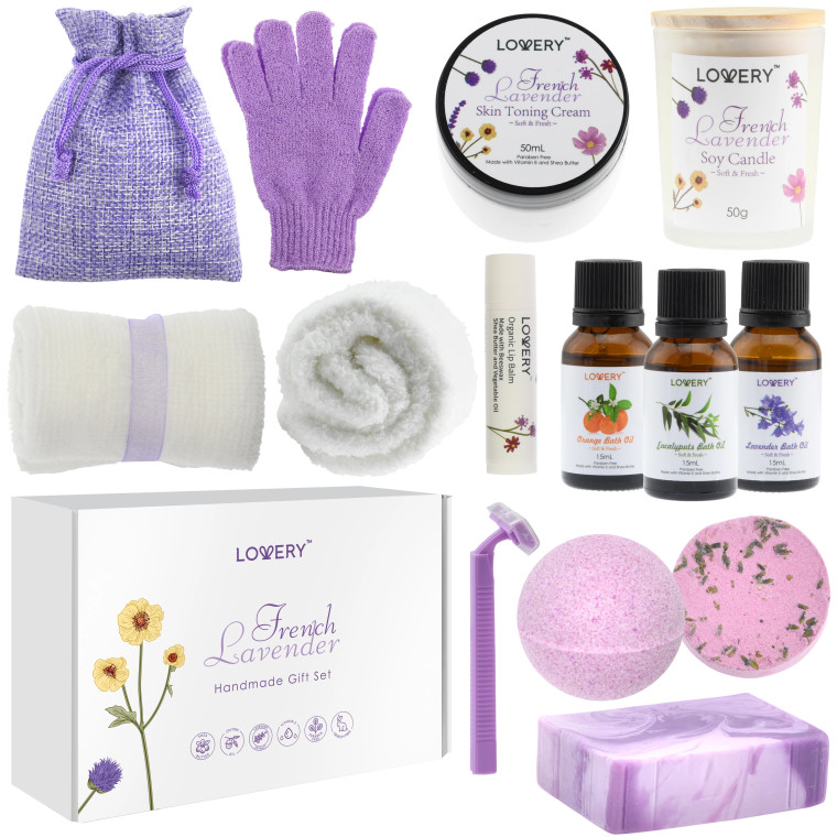 Bath Body Gift Set, 18pc French Lavender Relaxation Spa Kit