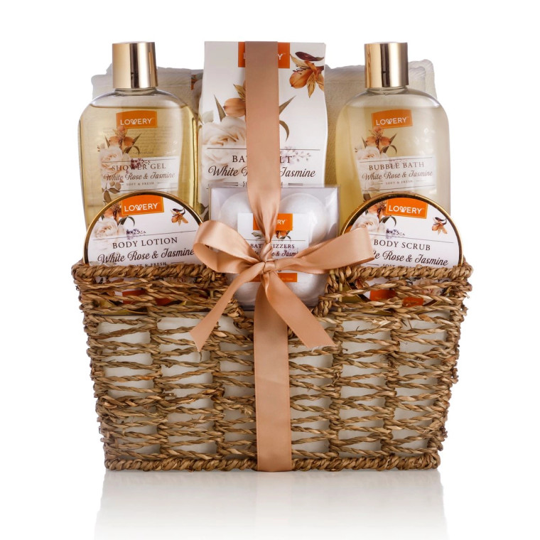 Home Spa Gift Set in White Rose Jasmine - 11Pc Bath Body Set