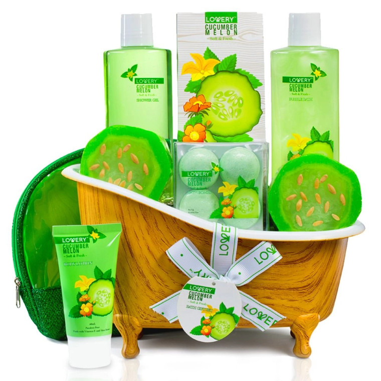 Home Spa Gift Set - Aromatherapy Cucumber Melon Kit ,12 pc