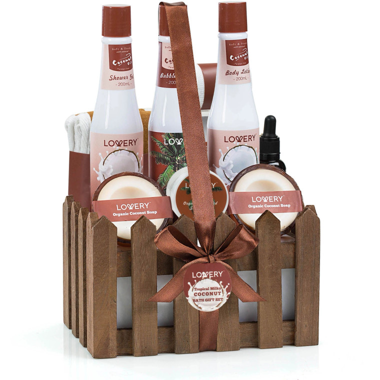 Organic Spa Gift Basket - Heavenly Coconut Scent - 16pc Set