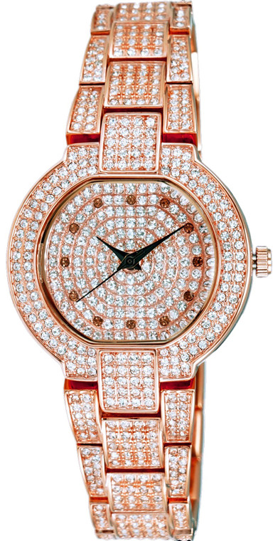 Adee Kaye Astonish Collection Crystal Accents Rose Gold Dial Quartz Ak2005-lrg Women's Watch