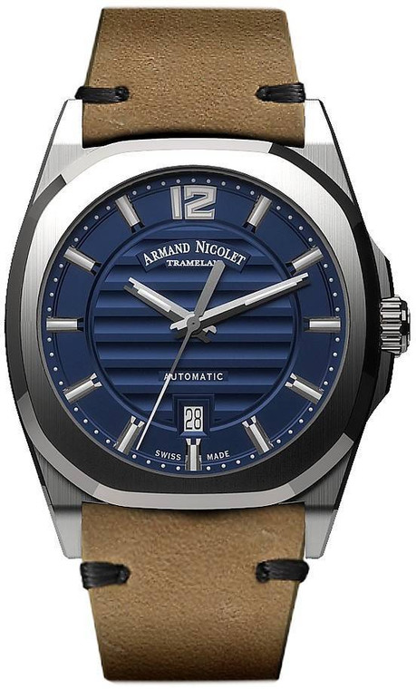 Armand Nicolet Tramelan J09 Blue Dial Automatic A660aaa-bu-pk4140ca Calf Leather Strap Men's Watch