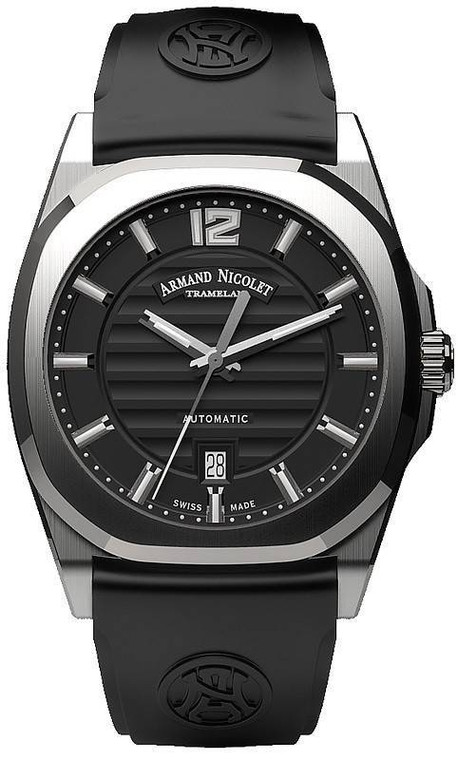 Armand Nicolet Tramelan J09 Black Dial Automatic A660aaa-nr-gg4710n Black Rubber Strap Men's Watch