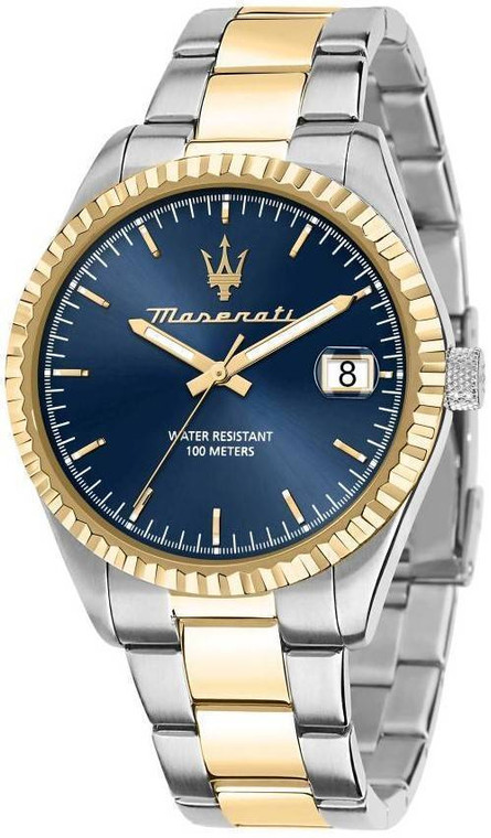 Maserati Competizione Two Tone Stainless Steel Blue Dial Quartz R8853100027 100m Men's Watch