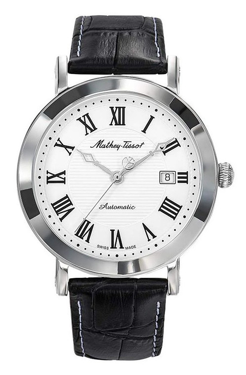 Mathey-tissot City Leather Strap White Dial Automatic Hb611251atabr Men's Watch
