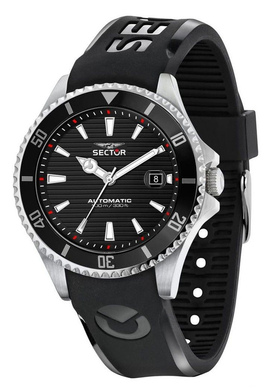 Sector 230 Automatico Silicone Strap Black Dial Automatic R3221161002 100m Men's Watch