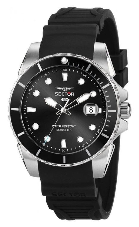 Sector 450 Silicone Strap Black Dial Quartz R3251276002 100m Men's Watch