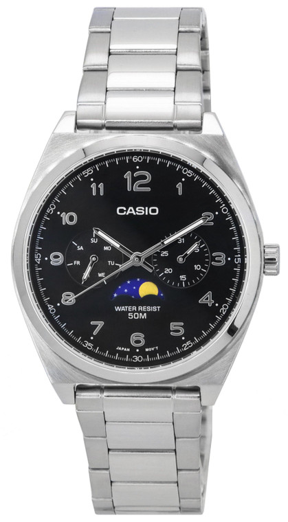 Casio Standard Analog Moon Phase Black Dial Quartz Mtp-m300d-1a Mtpm300d-1 Men's Watch