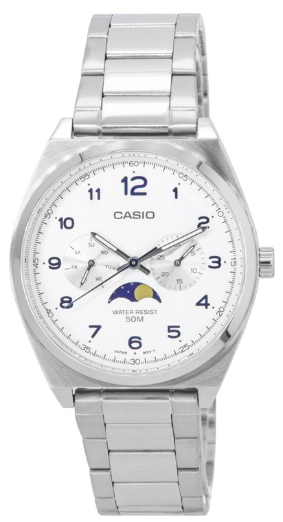 Casio Standard Analog Moon Phase White Dial Quartz Mtp-m300d-7a Mtpm300d-7 Men's Watch