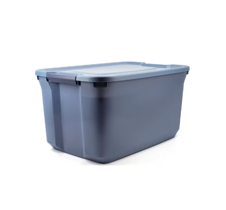 Tuff Store 98L Latching Plastic Storage Blue Tote/Box - Stackable & Nesting - 18.75" X 28.53" X 14.74" (6/CASE)-A2ZHOME