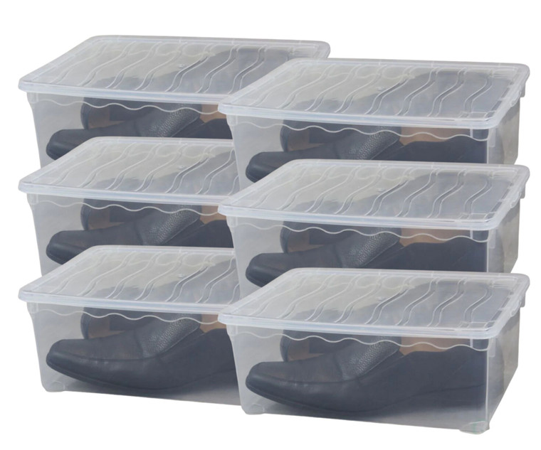 Basicwise Plastic Storage Container Shoe Box - 11" x 15" x 9" (6/CASE)-A2ZHOME