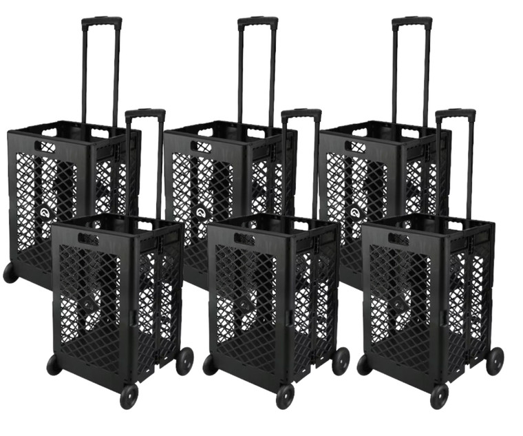 Olympia Tools Foldable Mesh Cart - Black, Lightweight and Durable, Portable Storage Cart (17" X 5.9" X 24"), Set of 6-A2ZHOME