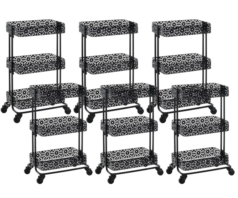 Linon Home Decor Black Metal Three Tier Cart 18x14.51x13.8" (6/CASE) - Stylish and Practical Cart-A2ZHOME