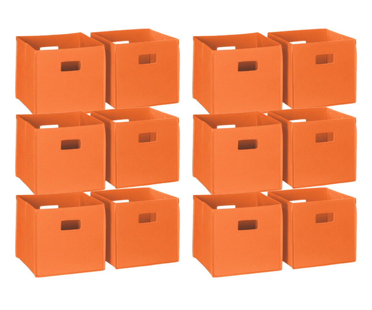 RiverRidge Home Fabric Folding Bins in Orange (2-Pack) - Compact and Vibrant Storage Solution (11" X 11" X 1.5") - Case of 6-A2ZHOME