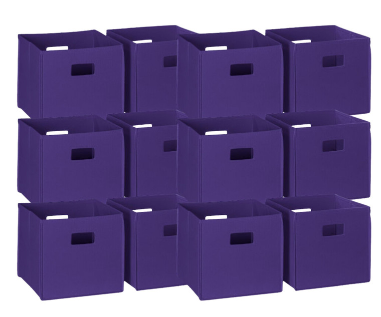 RiverRidge Home Fabric Folding Bins in Dark Purple (2-Pack) - Versatile Storage Solution (11" X 11" X 1.5") - Case of 6-A2ZHOME