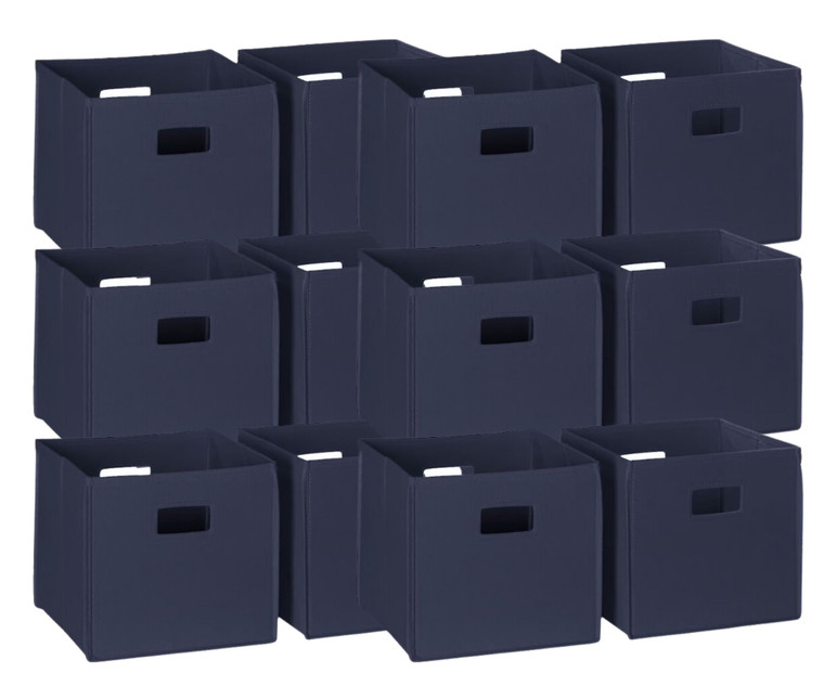 RiverRidge Home Fabric Folding Bins in Navy (2-Pack) - 11" X 11" X 1.5" (6/CASE)-A2ZHOME