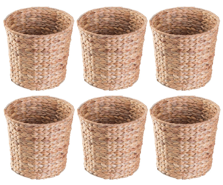 Vintiquewise Natural Water Hyacinth Round Waste Basket - For Bathrooms, Bedrooms, or Offices - 11" X 15" X 11" (6/CASE)-A2ZHOME