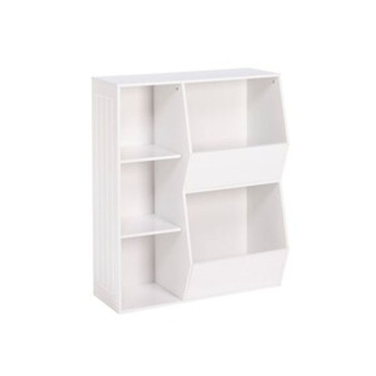 RiverRidge Home 3-Cubby, 2-Veggie Bin Floor Cabinet in White for Kids - 21"x41"x6"-A2ZHOME