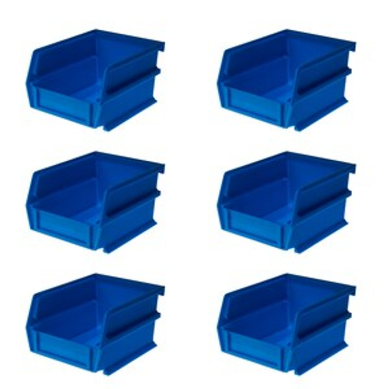 Triton 5-3/8 in.L x 4-1/8 in.W x 3 in. H Blue Stacking, Hanging, Interlocking Polypropylene Bins (6-Count) - 5"x6"x3-A2ZHOME