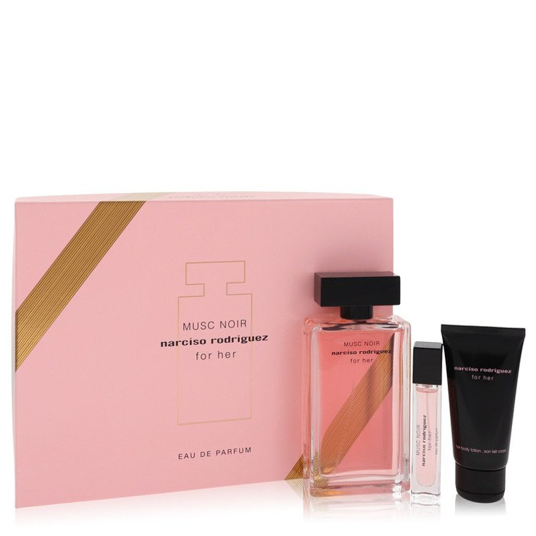 Narciso Rodriguez Musc Noir by Narciso Rodriguez Gift Set -- 3.3 oz Eau De Parfum Spray +0.33 Mini EDP Spray  + 1.6 oz Body Lotion for Women