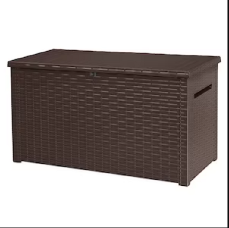 Keter Java Extra Large 37 cu.ft. 230 Gal Elegant Weather Resistant Resin Patio/Outdoor Storage Lockable Deck Box Bench-A2ZHOME