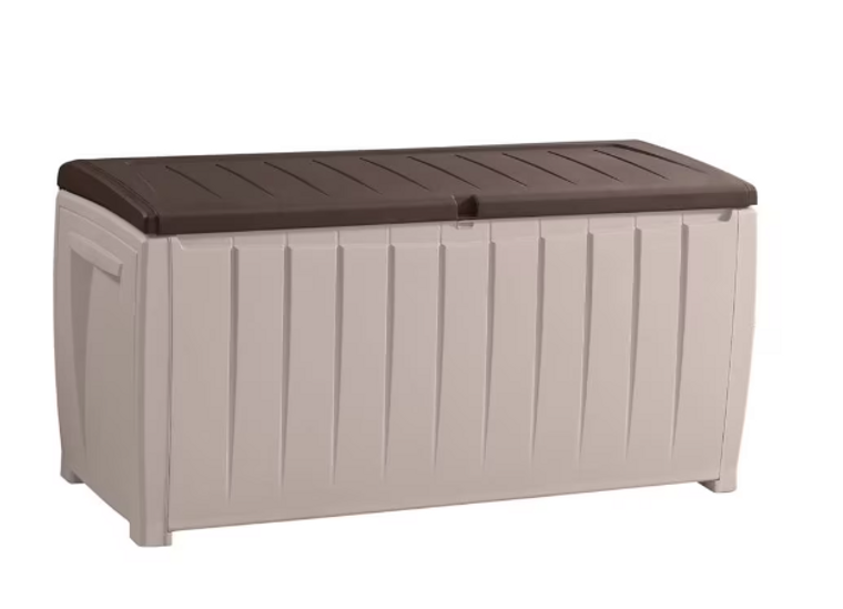 Keter Novel 15 cu. ft. 90 Gal Weather Resistant Resin Patio/Outdoor Storage Lockable Garden Deck Box/Bench-A2ZHOME