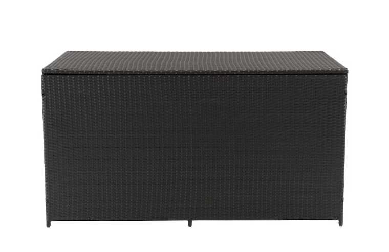 Corliving Parksville Black 224 Gal. Rust Proof Resin Wicker Deck Box-A2ZHOME