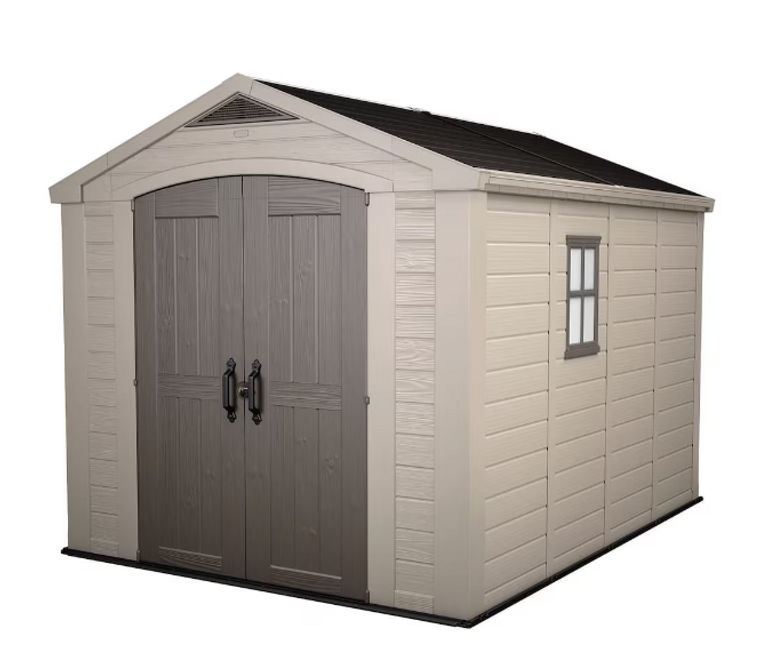 Keter Factor 8 ft. x 11 ft. Resin Outdoor Storage Shed - Weather Resistant and Lockable-A2ZHOME
