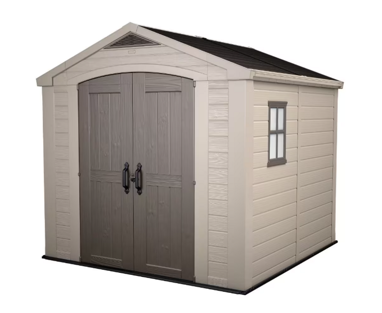 Keter Factor 8 ft. x 8 ft. Resin Outdoor Storage Shed - Weather-Resistant Garden Storage Solution-A2ZHOME